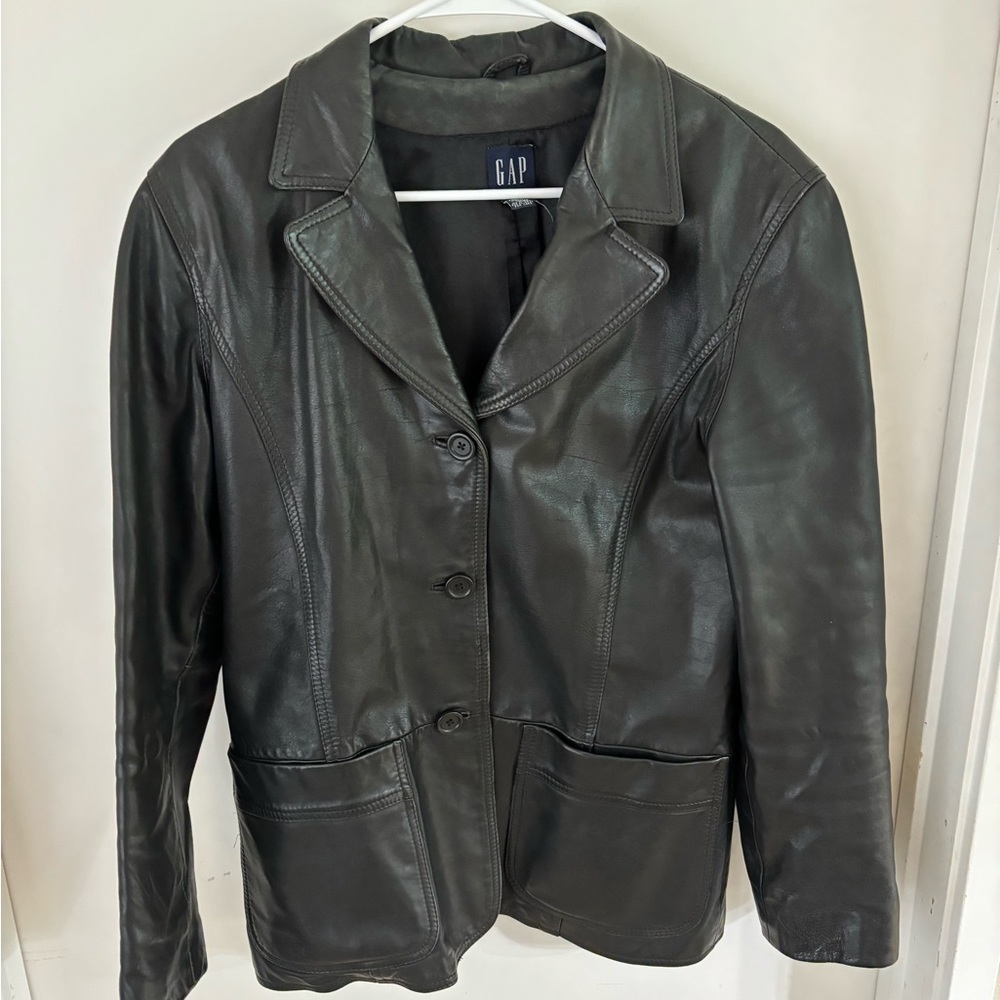 Women’s Gap Leather Blazer - outside is leather. Size Medium